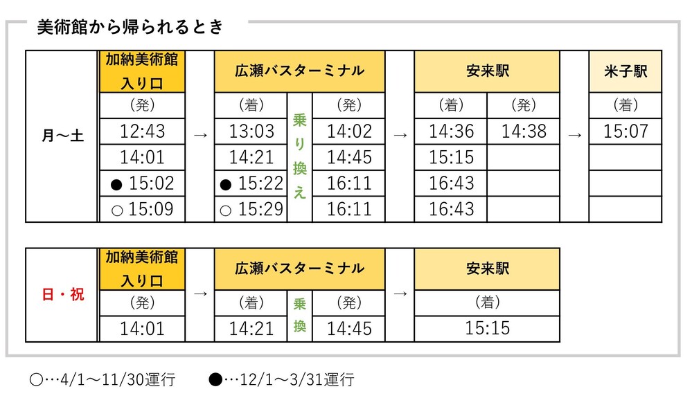 時刻表　帰り